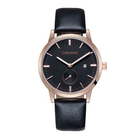 CHRONOS Luxury Brand Fashion Casual Watch Men Watch Auto Date Men's Watch Leather Band Mens ...