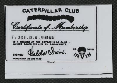 Caterpillar club membership card · IBCC Digital Archive