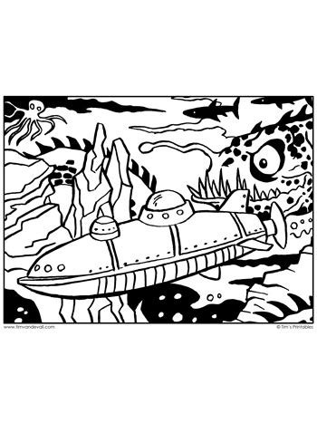 Submarine Coloring Page - Tim's Printables