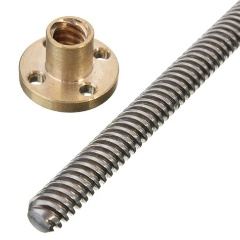 900mm Lead Screw 8mm Thread Stainless Steel Lead Screw with Flange Brass Nut | Alex NLD