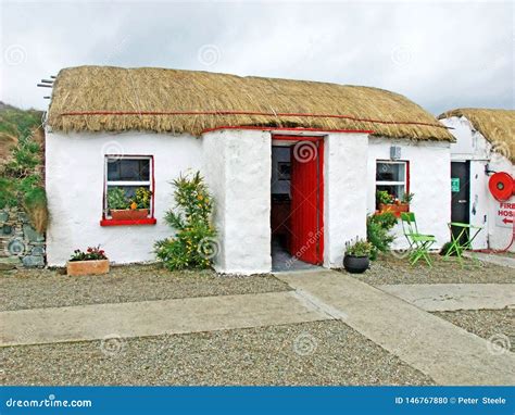 Old Irish Thatch Cottage in a Village in Ireland Stock Photo - Image of ...