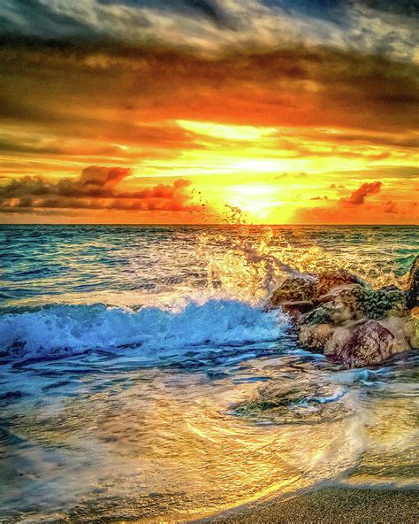 HDR Beach Sunset Photograph by Joe Myeress - Pixels