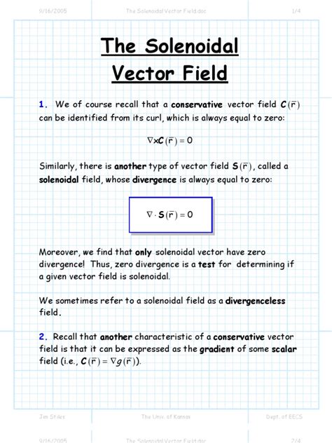 The Solenoidal Vector Field | PDF | Divergence | Multivariable Calculus