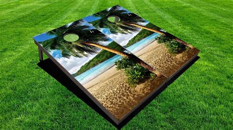 Beach Design - Direct Printed 4'x2' Professional Cornhole Set - Free ...