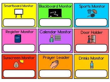 Classroom Monitor Job Badges by Not All Talk Speech Pathology | TpT