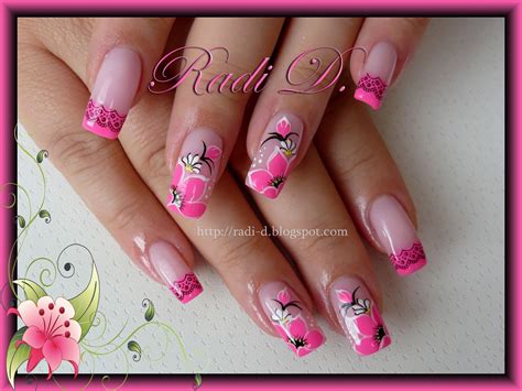 It`s all about nails: Neon Pink Tips and Flowers