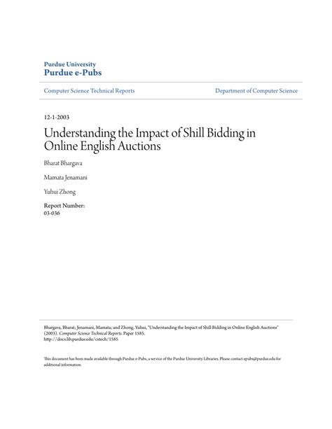 (PDF) Understanding the impact of shill bidding in online English auctions