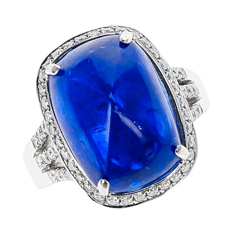 White Gold, 19.57ct Ceylon Sapphire Sugarloaf And Diamond Ring Available For Immediate Sale At ...