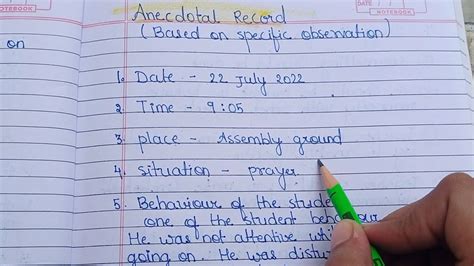 Anecdotal record / sample of Anecdotal record - YouTube