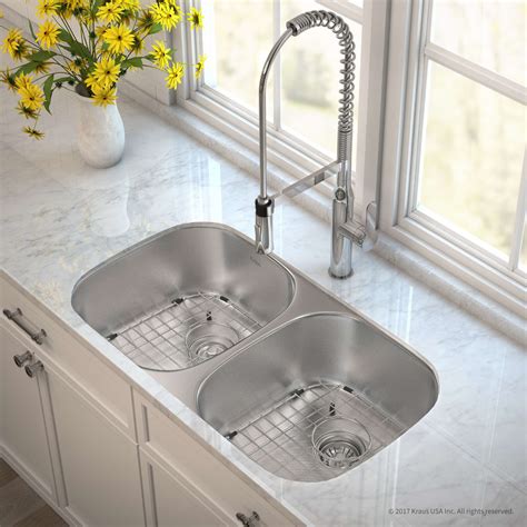 Kraus KBU22E 32 Inch MicroShield™ Undermount Double Bowl Kitchen Sink ...