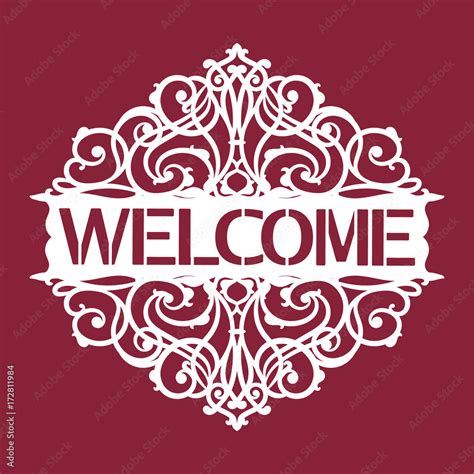 Welcome plate template for die and laser cutting. Wooden or metal ...