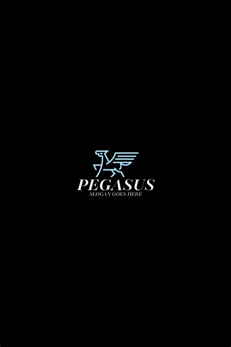 Blue horse Pegasus Outline logo design template - MasterBundles