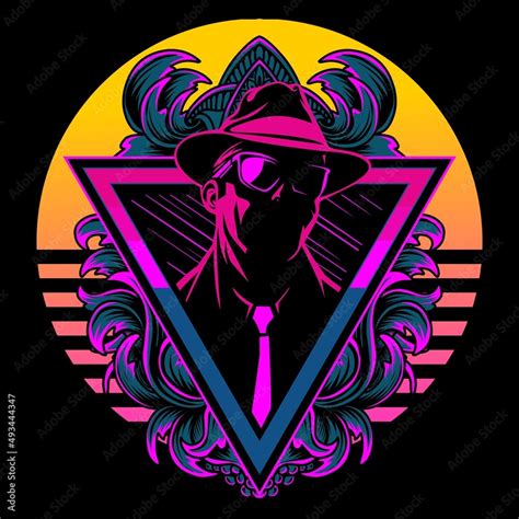 detective silhouette vector illustration in cyberpunk style Stock ...