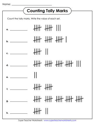 Tally Marks Worksheets