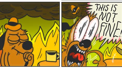 This Is Fine Dog Meme Cartoon