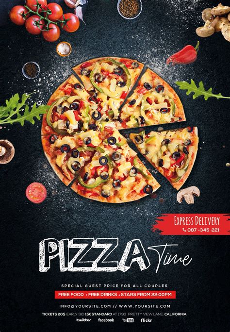 Pizza Restaurant Free PSD Flyer Template Pizza Menu Design, Food Menu Design, Food Poster Design ...