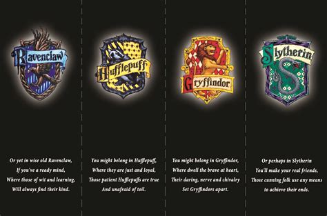 Harry Potter Bookmarks – The Four Houses of Hogwarts, from Skiffleboom.com | Harry potter ...