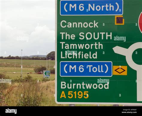 M6 TOLL motorway road sign on approach road Burntwood Staffordshire Stock Photo: 4570286 - Alamy