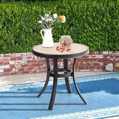 MF Studio 19 Inches Bistro Side Table, Outdoor coffee table Wooden like Surface, Heavy Duty ...