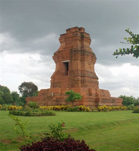 Brahu temple at Trowulan archaeological site, East Java. The tall red bricks temple is dated ...