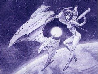 the cover art for star trek, featuring two women and a space station in ...