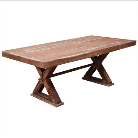 Rustic Solid Wood Double X Pedestal Rectangular Dining Room Table - Rustic - Dining Tables - san ...