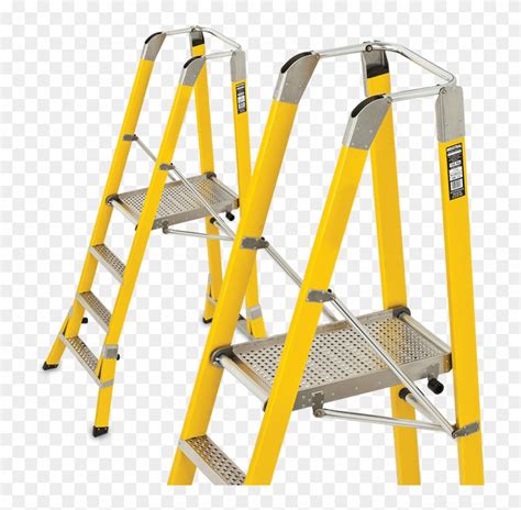 Fibreglass Safety Step Platform Ladders - Platform Ladders, HD Png Download - 780x749(#992301 ...