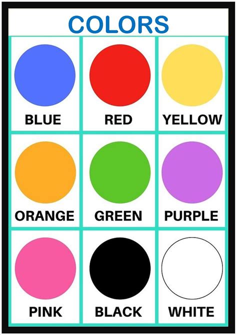 Basic Color Chart For Kids