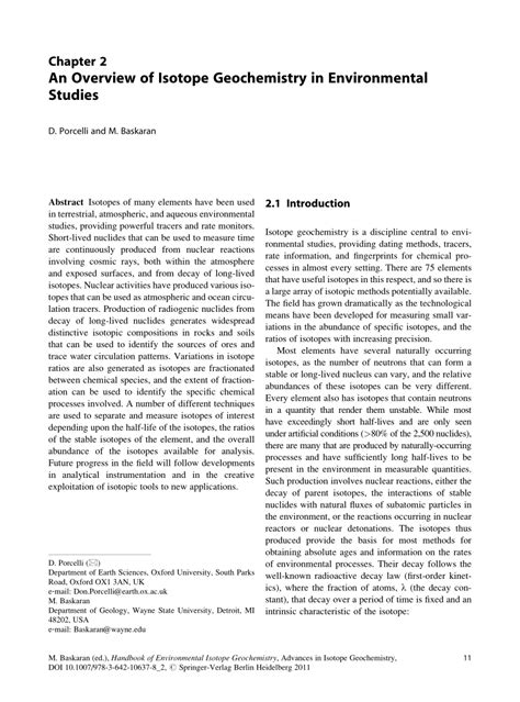 (PDF) Handbook of Environmental Isotope Geochemistry