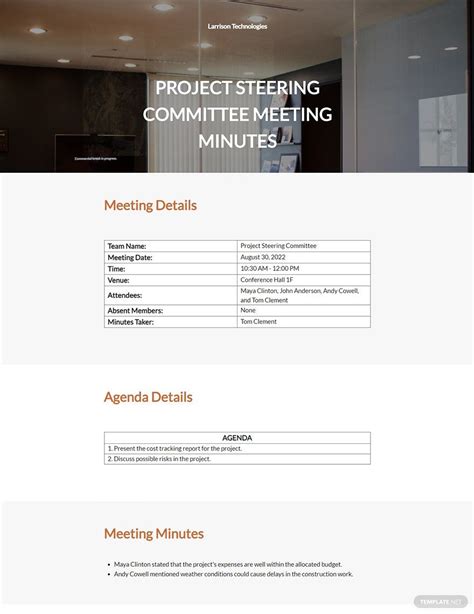 Steering Committee Agenda Template