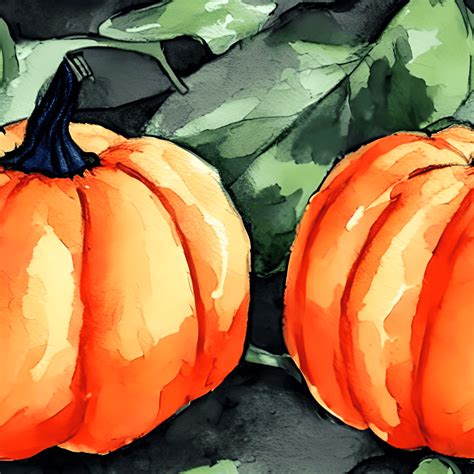 Pumpkin and Leaves Watercolor Illustration · Creative Fabrica