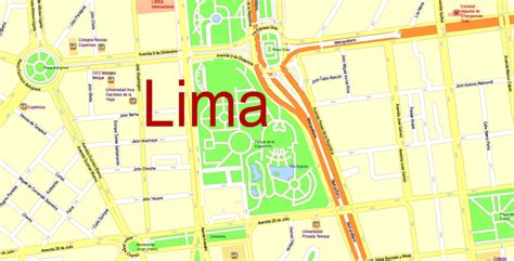 Lima Printable Map, Peru, exact Map City Plan Level G-View 17 (100 ...