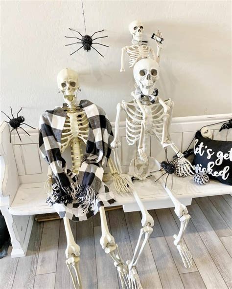 Skeleton Halloween Decor on Entryway Bench - Soul & Lane