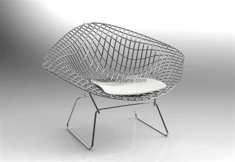 Bertoia Diamond Wire Chair - Free CAD Drawings