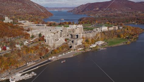 West Point Military Academy in Autumn, West Point, New York Aerial ...