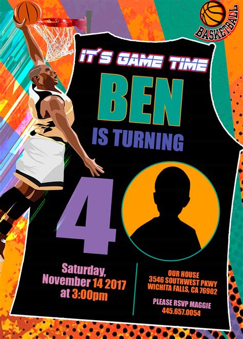 Basketball Birthday Invitation Templates