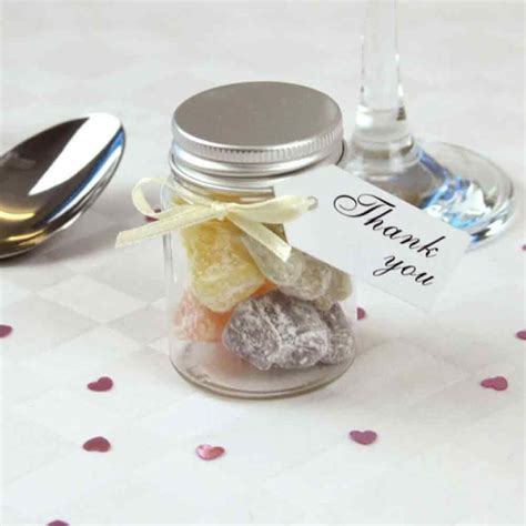 Mini Filled Wedding Favour Jar with Jelly Babies | Wedding favour jars, Favour jars, Mini jars