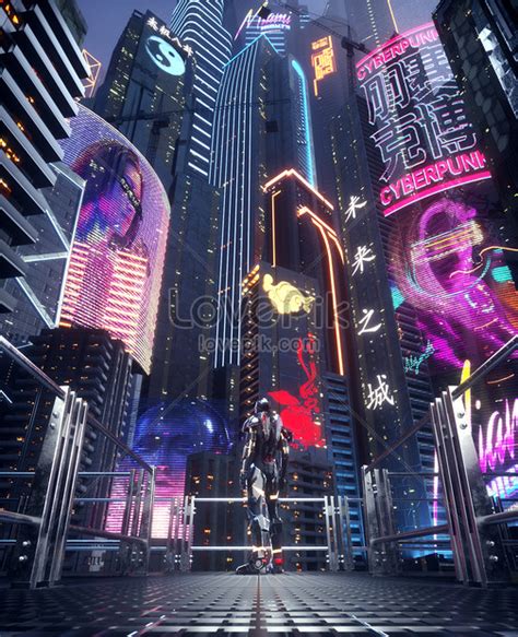 C4d cyberpunk future city scene illustration image_picture free ...