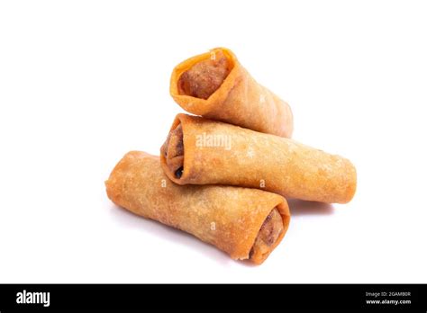 Traditional fried chinese crispy vegetable rolls isolated on a white background Stock Photo - Alamy