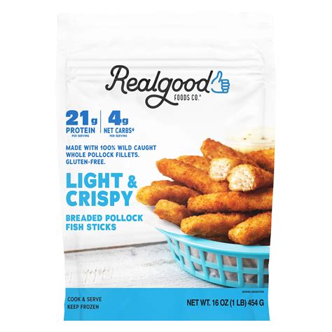 Realgood Foods Co. Frozen Light & Crispy Breaded Pollock Fish Sticks ...