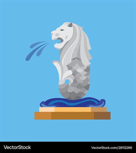 Merlion singapore monument icon flat design Vector Image