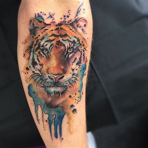 Watercolor Tiger Tattoo at PaintingValley.com | Explore collection of Watercolor Tiger Tattoo