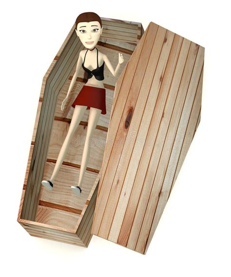 Cartoon girl in coffin stock illustration. Illustration of character ...