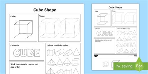 Cube Shape Worksheet (teacher made)