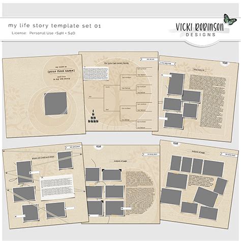 My Life Story Template Set 01 A4 Size | Vicki Robinson: Oscraps