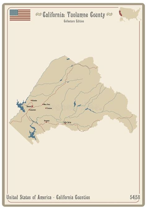 Map of Tuolumne County in California Stock Vector - Illustration of california, playing: 229149473