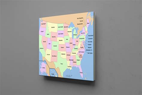 United States Map Canvas USA Map US Map Map of USA United - Etsy