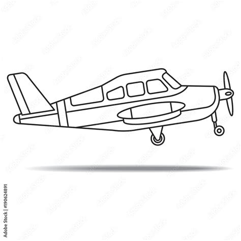 black outline propeller plane take off vector drawing Stock Vector | Adobe Stock