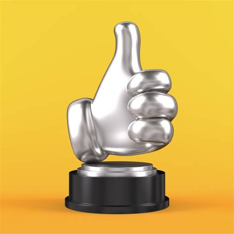 Premium Photo | Silver like symbol trophy on yellow background 3d ...