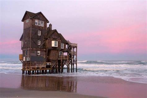 Abandoned beach house in the Outer Banks, North Carolina, slowly being ...